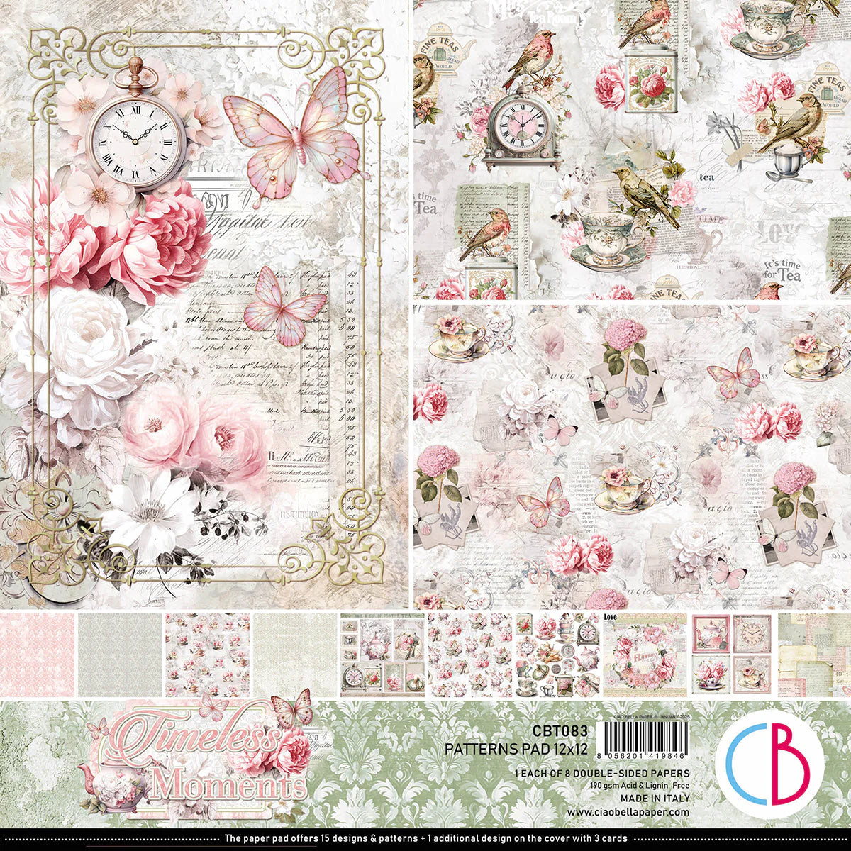 Timeless Moments Patterns Pad 12x12 - 8 Papers