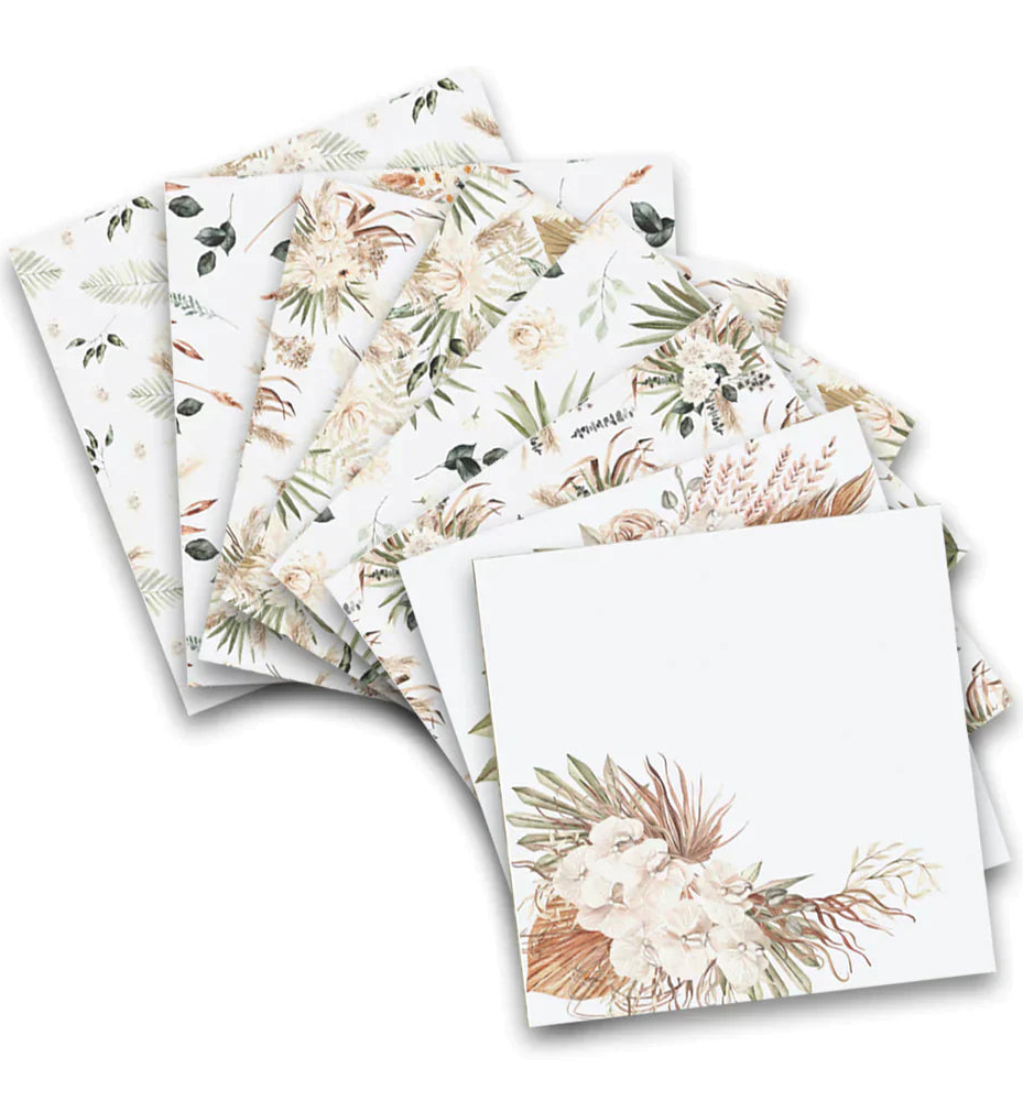 Set of floral-patterned greeting cards on a white background