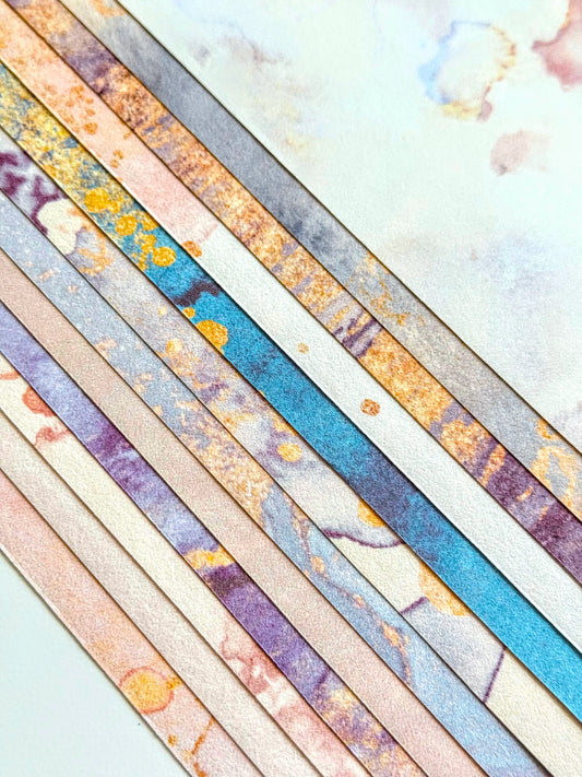 Fluid Ink-Wash Letter Paper Set – 12 Poetic Designs (14x26cm)