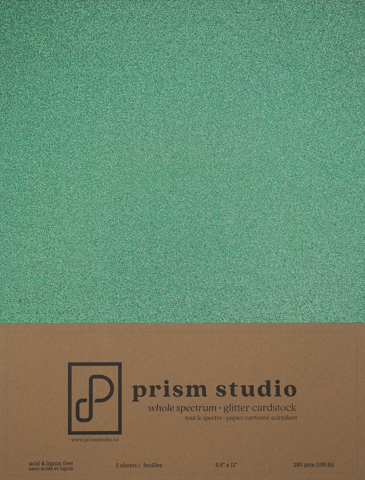8.5x11 Whole Spectrum Glitter Cardstock, Emerald (5 sheets)