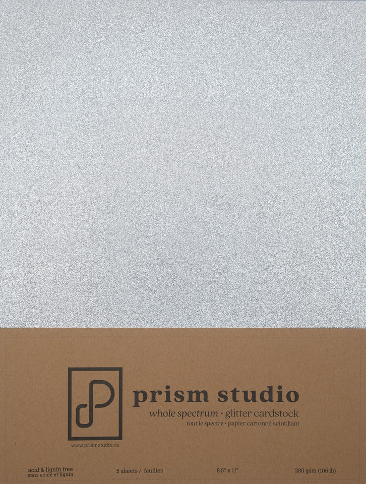 8.5x11 Whole Spectrum Glitter Cardstock, Chrome (5 sheets)