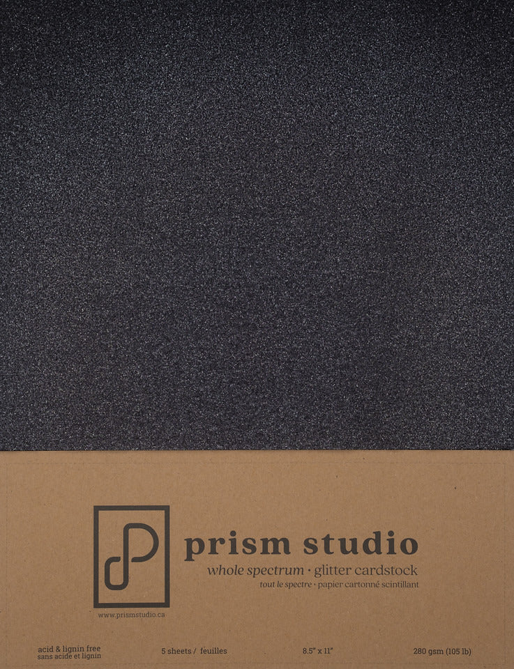 8.5x11 Whole Spectrum Glitter Cardstock, Obsidian (5 sheets)