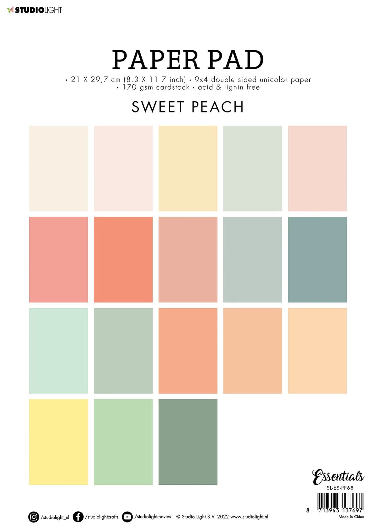 Studio Light Paper Pad Double Sided Unicolor Sweet Peach Essentials