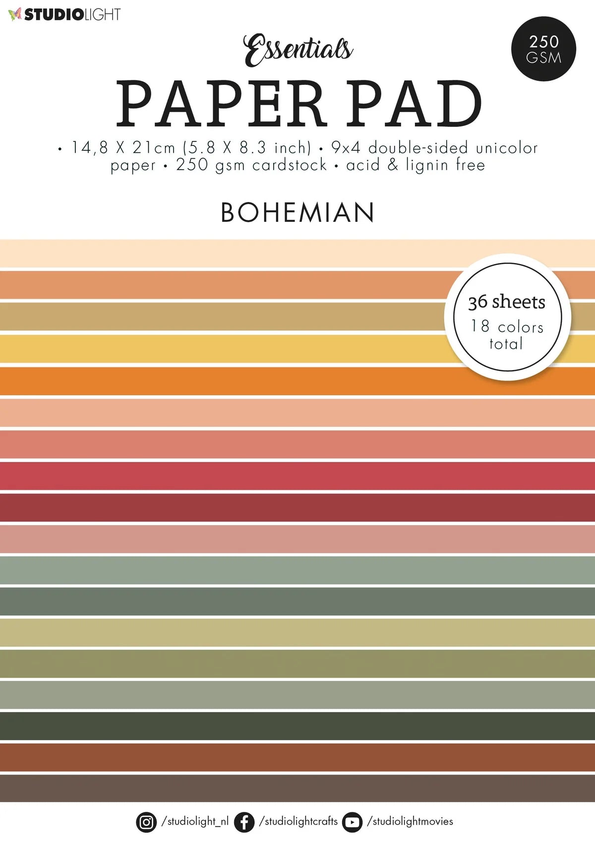 Studio Light Paper Pad Unicolor Paper - Bohemian