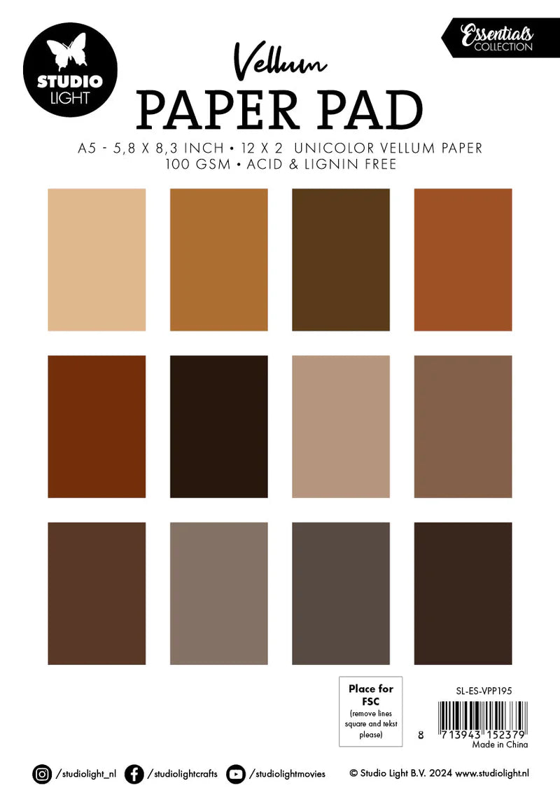 Studio Light Vellum Paper Pad - Shades of Brown