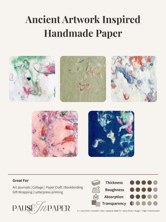 Ancient Artwork Inspired Handmade Paper (5 sheets)