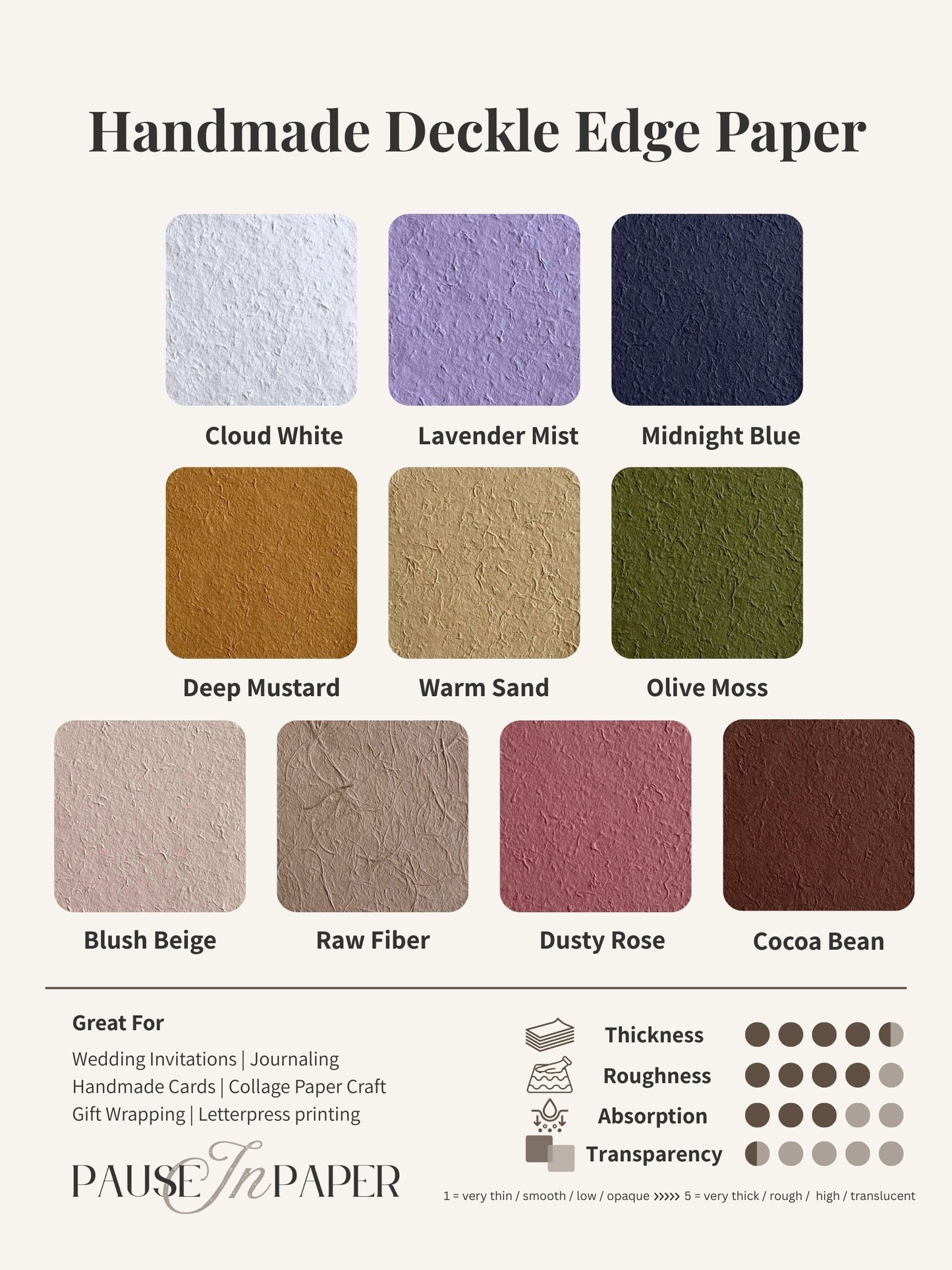 Handmade Deckle Edge Paper Colour Inspiration Pack