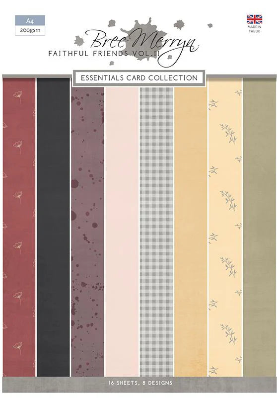 Collection of patterned cardstock sheets with 'Bee Merry' branding on a white background.