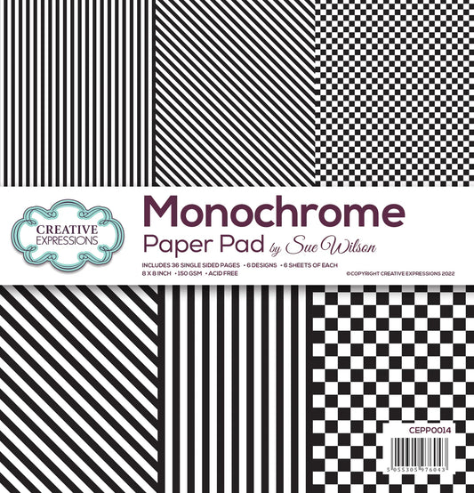 Creative Expressions - Monochrome Stripes - 8 x 8 in