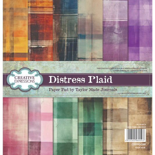Creative Expressions - Distress Plaid - 8 x 8 in