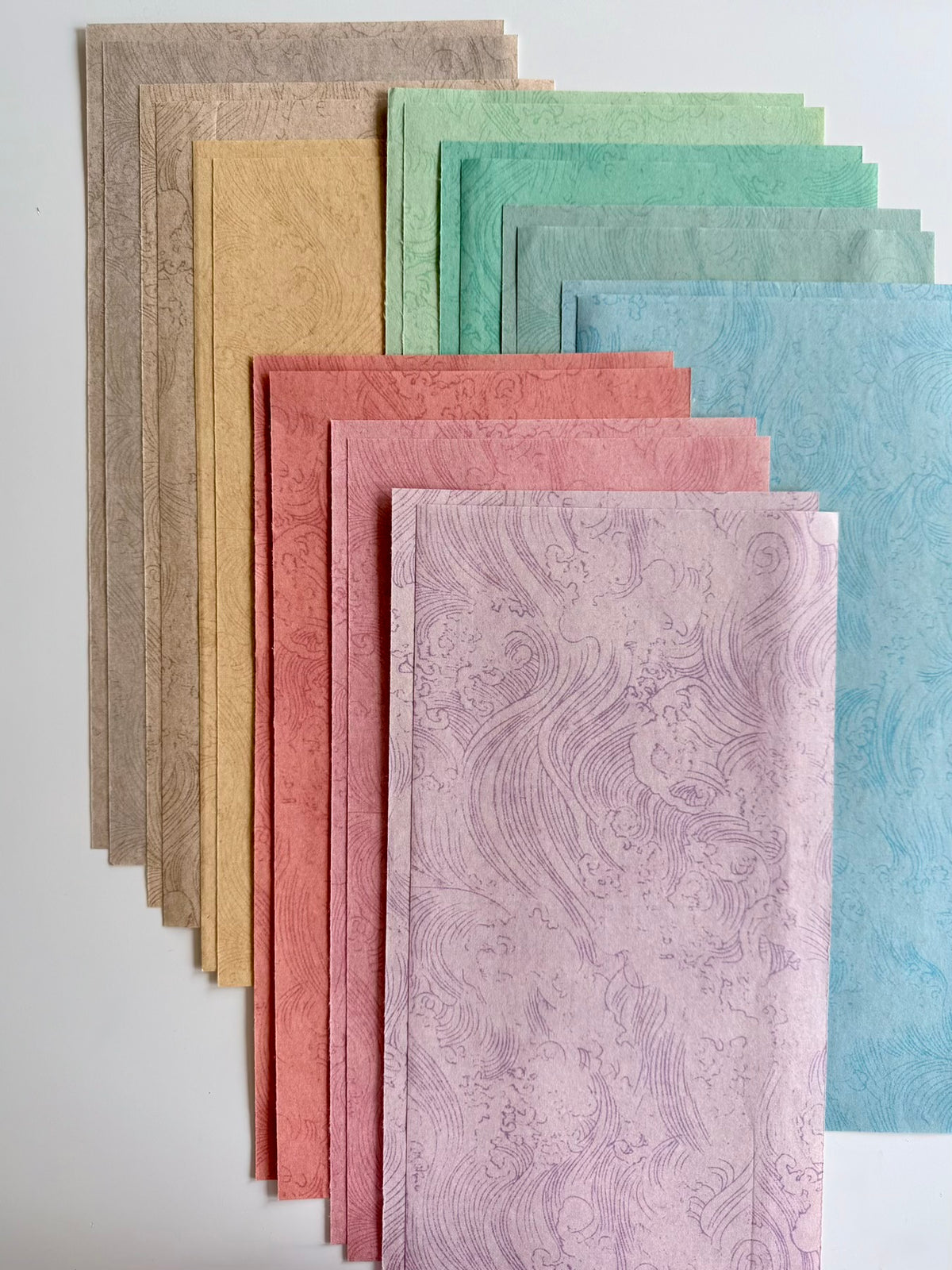 Ten-Coloured Ocean Wave Mulberry Paper (十色瀛海纹) – 20 Sheets