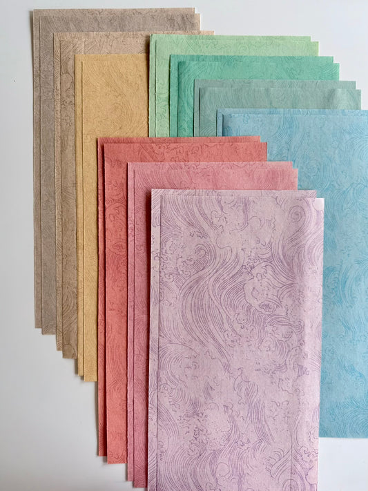 Ten-Coloured Ocean Wave Mulberry Paper (十色瀛海纹) – 20 Sheets