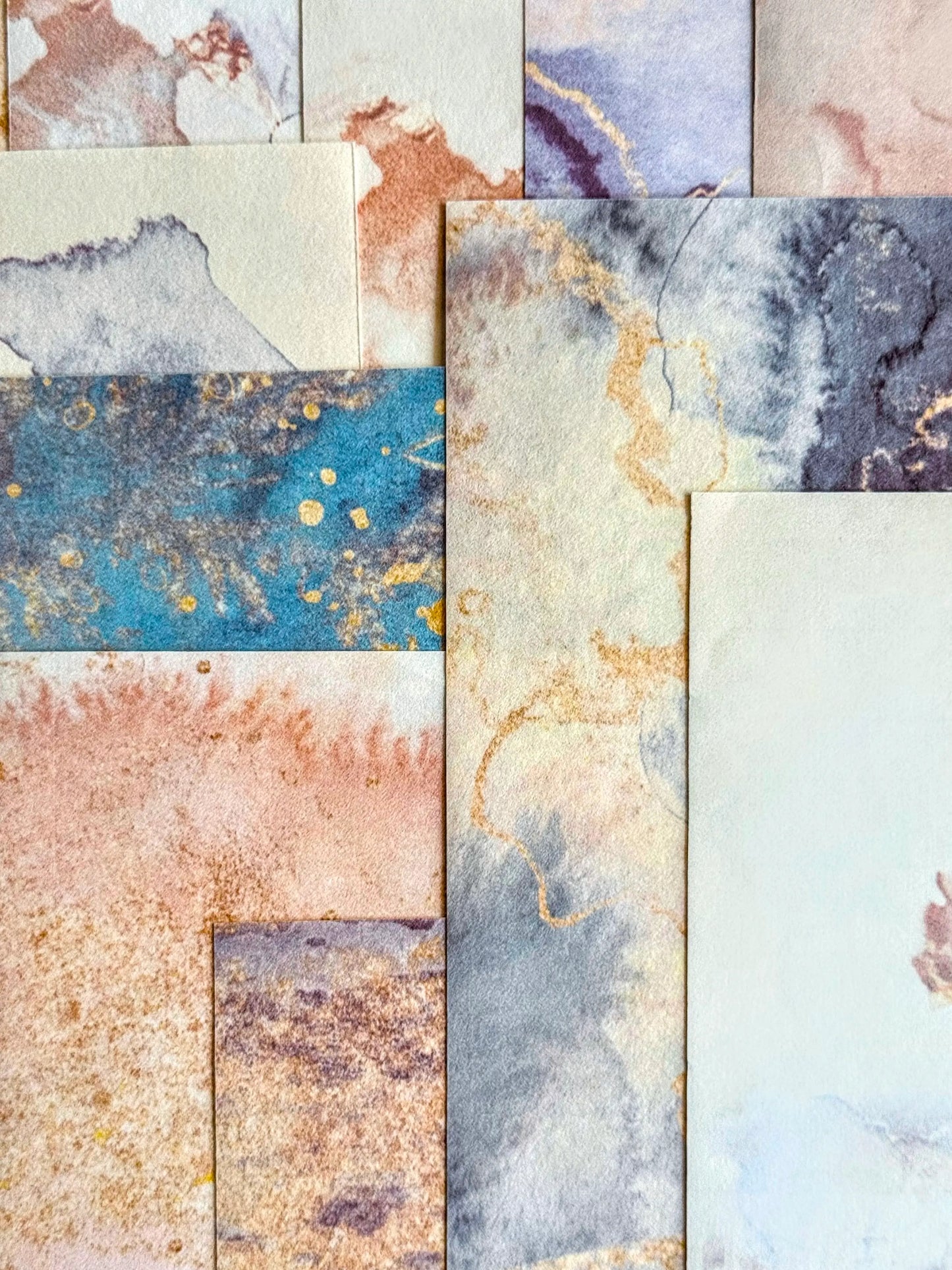 Fluid Ink-Wash Letter Paper Set – 12 Poetic Designs (14x26cm)