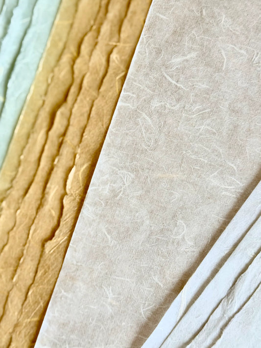 Premium Handmade Coloured Xuan Paper Sampler - Cloud Fiber (五色清水云龙) – 25 Sheets