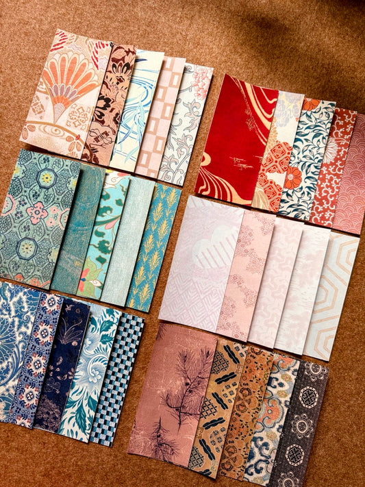 Collection of patterned paper samples in traditional Chinese motif
