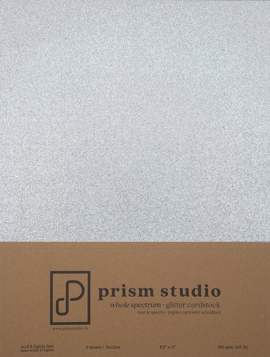 8.5x11 Whole Spectrum Glitter Cardstock, Chrome (5 sheets)