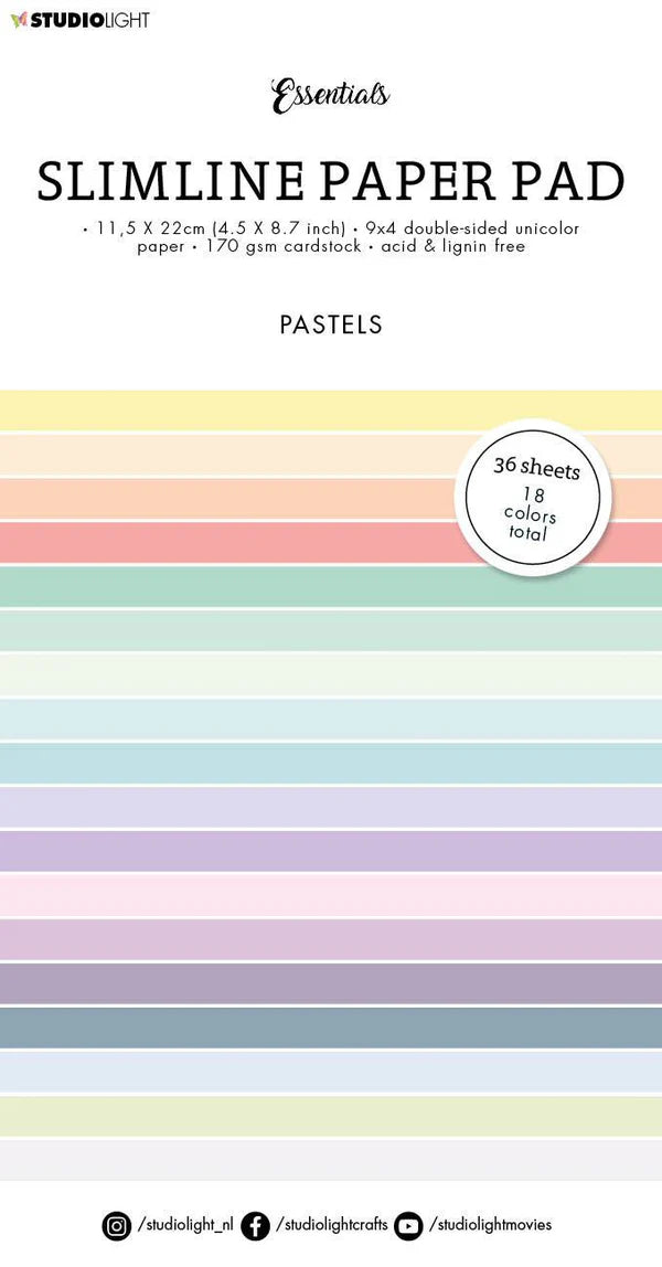 Studio Light Double Sided Unicolor Pastels Slimline Essentials 115x220x5mm