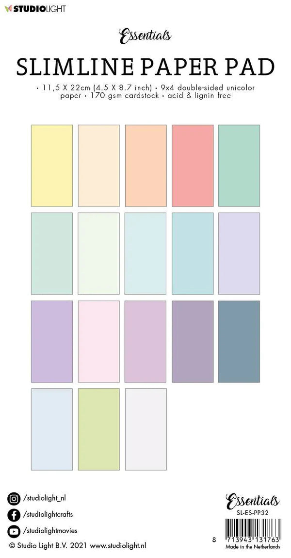 Studio Light Double Sided Unicolor Pastels Slimline Essentials 115x220x5mm