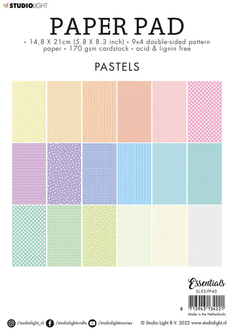 Studio Light  Double Sided Unicolor Patterns Pastel Essentials 210x148x9mm