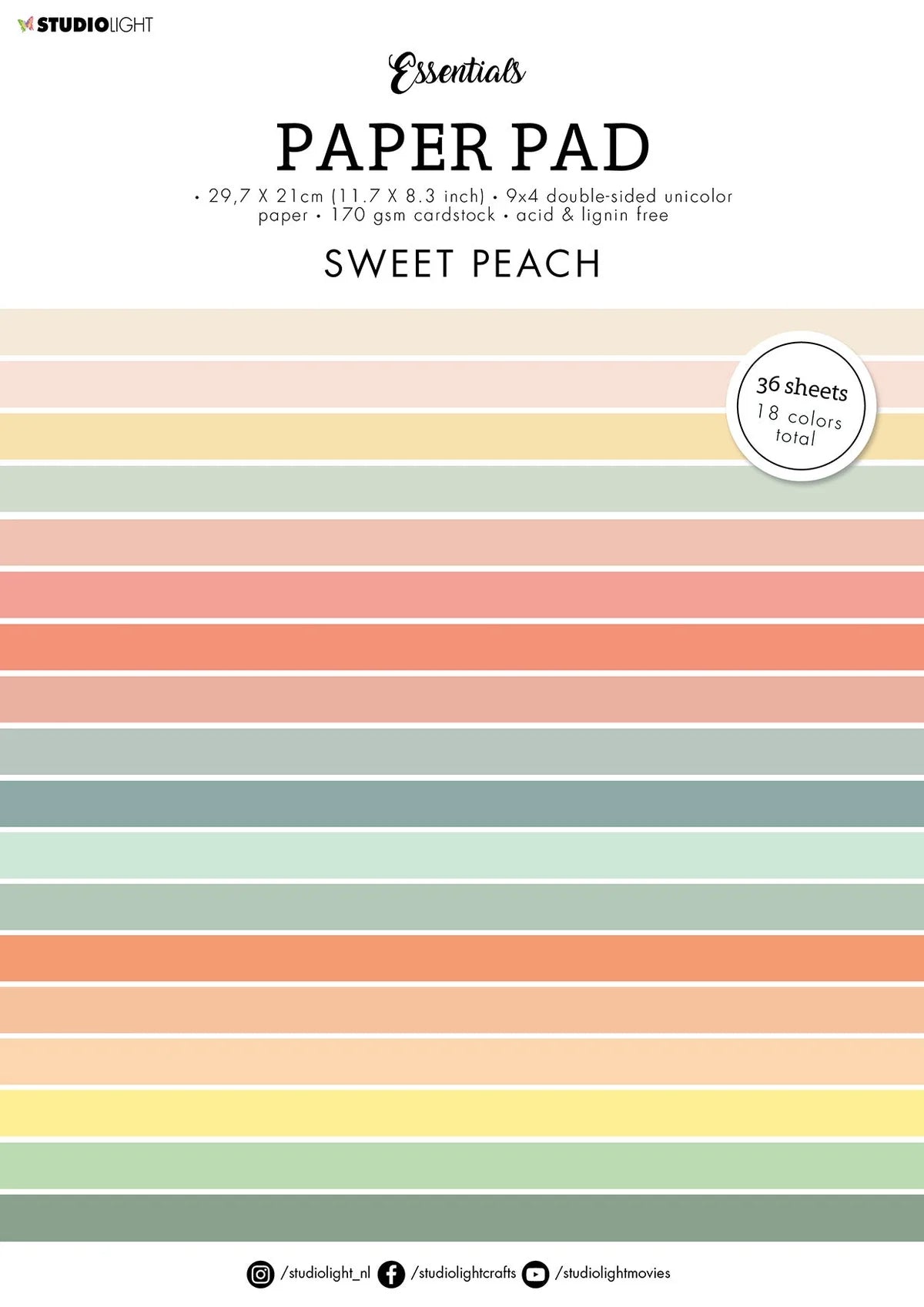 Studio Light Paper Pad Double Sided Unicolor Sweet Peach Essentials