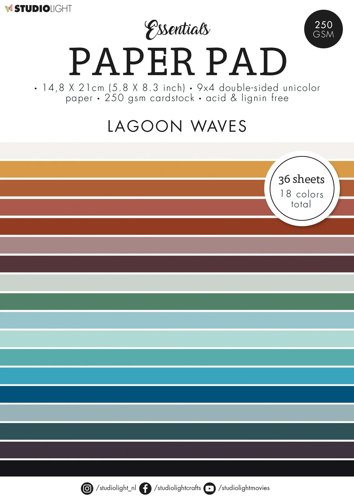 Studio Light Paper Pad Unicolor Paper - Lagoon Waves
