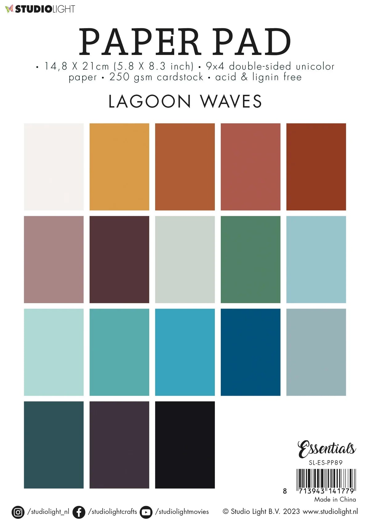 Studio Light Paper Pad Unicolor Paper - Lagoon Waves