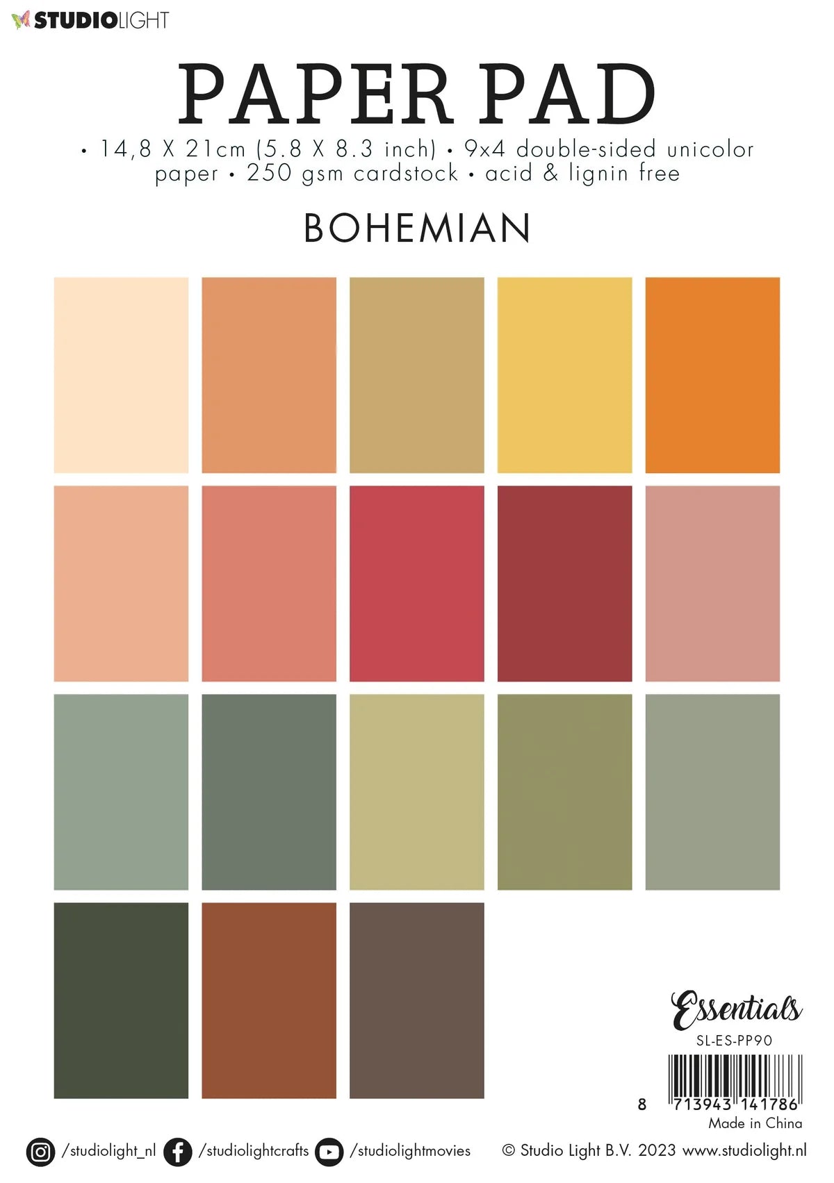 Studio Light Paper Pad Unicolor Paper - Bohemian