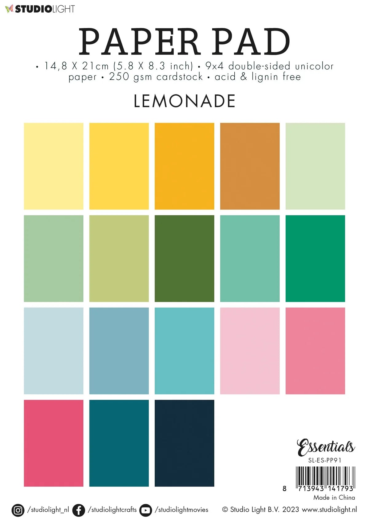 Studio Light Paper Pad Unicolor Paper - Lemonade