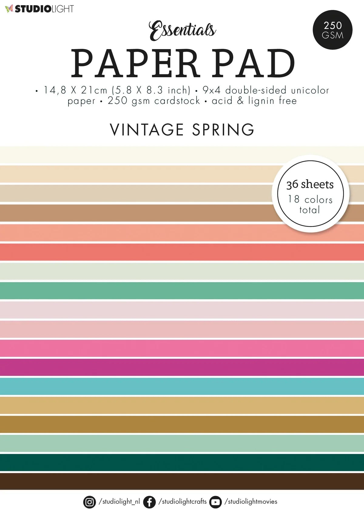 Studio Light Paper Pad Unicolor Paper - Vintage Spring