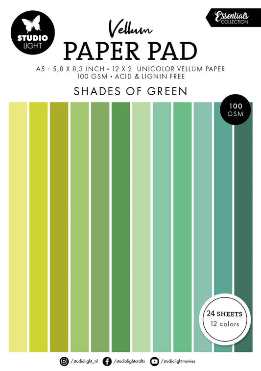 Studio Light Vellum Paper Pad - Shades of Green