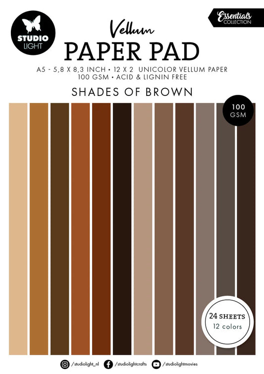 Studio Light Vellum Paper Pad - Shades of Brown