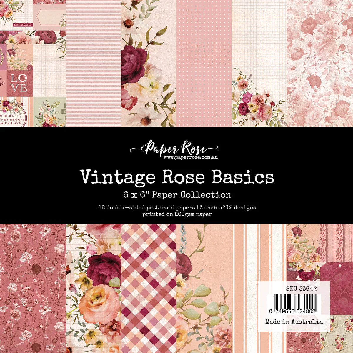 Vintage Rose Basics 6x6 Paper Collection