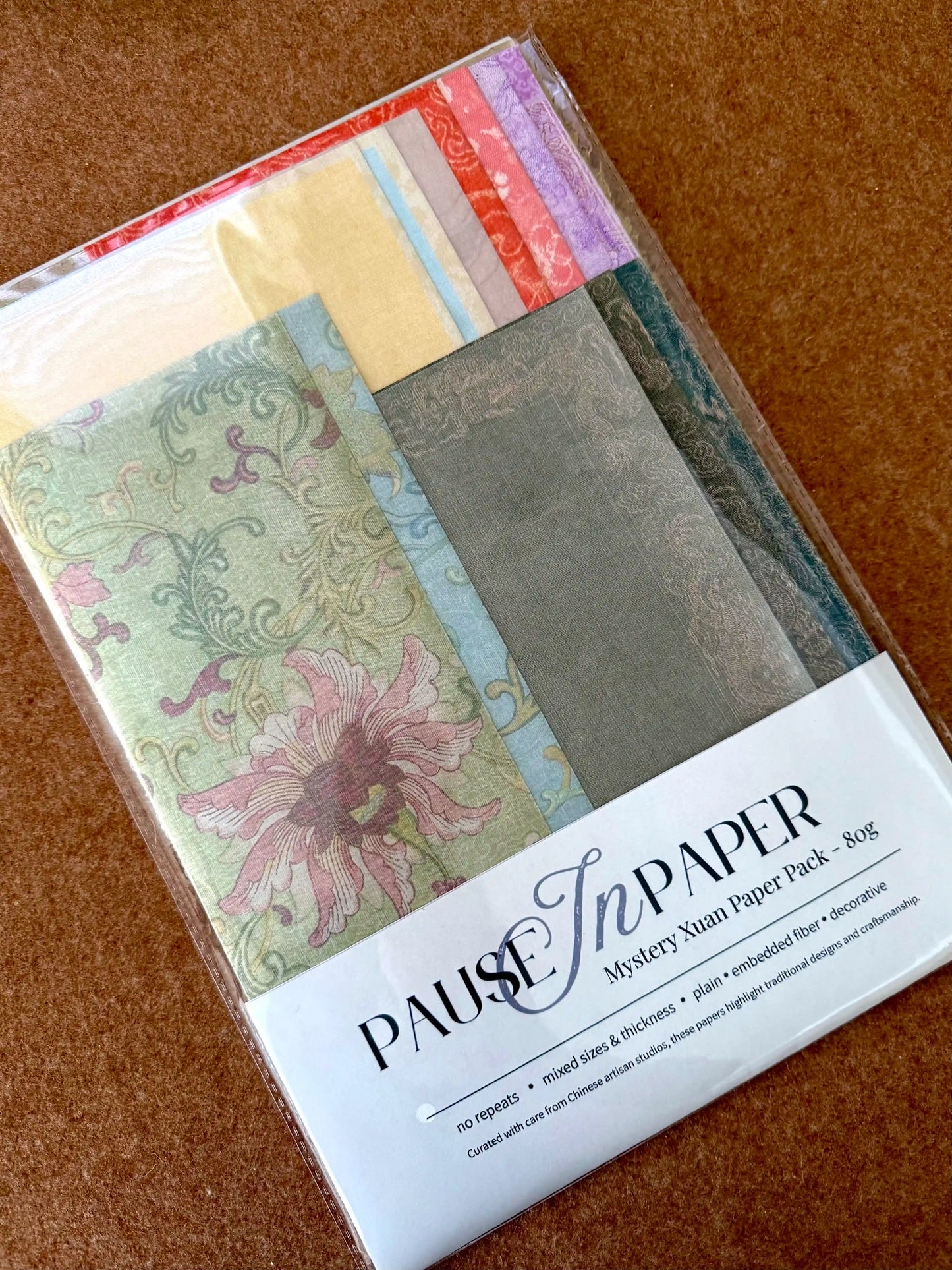 Packaged xuan paper with various designs and sizes