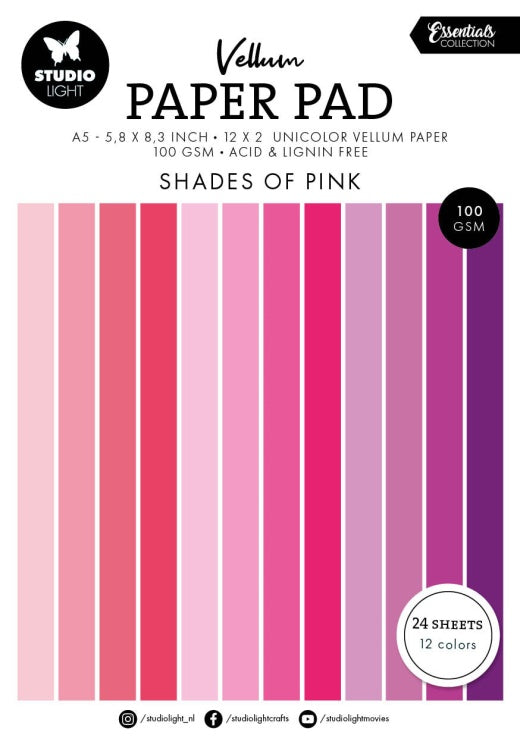 Studio Light Vellum Paper Pad - Shades of Pink